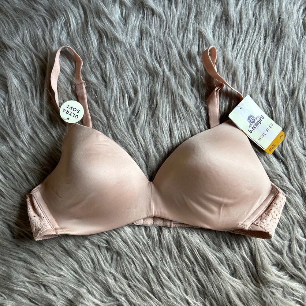 b.tempt'd By Wacoal Wirefree Lightly Lined Bra Women Size 34A Pink Lace Wireless